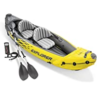 Intex Explorer K2 Kayak- Kayak Hinchable de 2 Personas Set con remos de Aluminio y Bomba de Aire de Salida de Alta